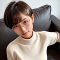リビングでくつろぐ丸メガネ少女 8枚目