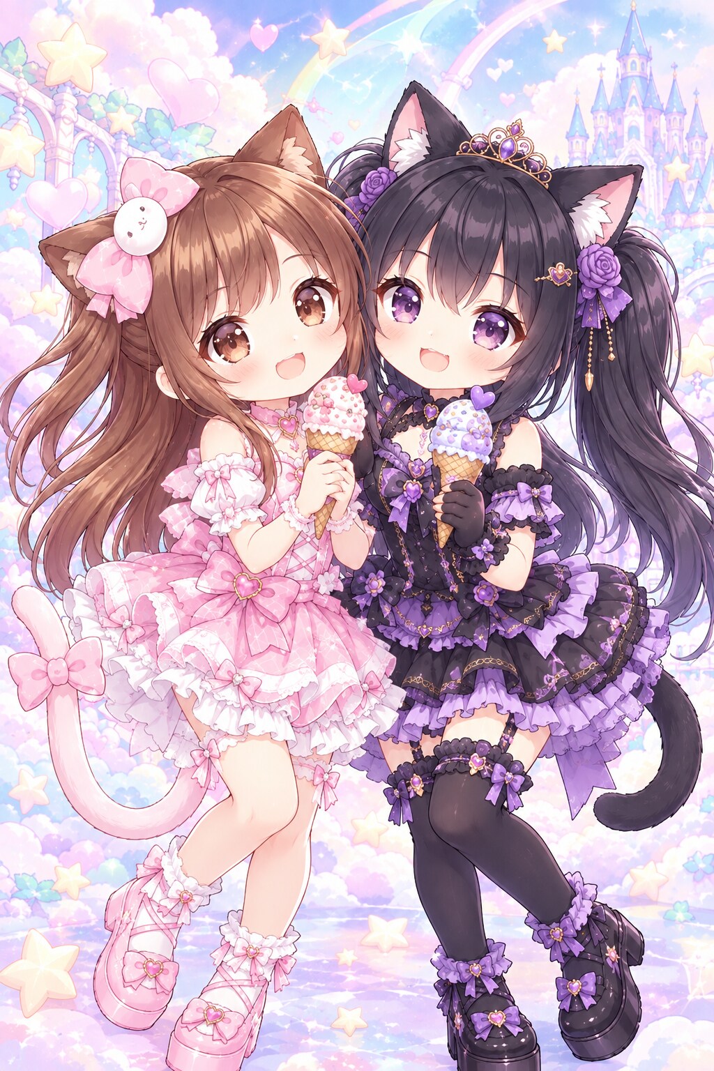 こたくまさんのツイにゃんさんとツーショット♪ | の人気AIイラスト・グラビア