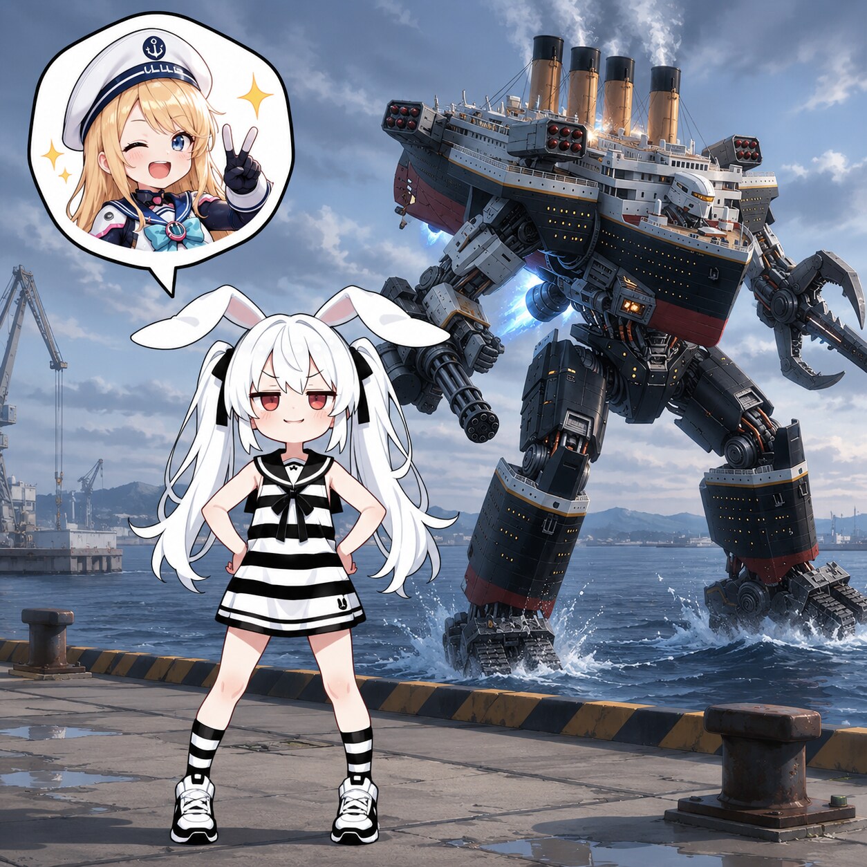 謎の海産物さまに頂いた夏服の4枚目も見せびらかす事に成功したうさぎちゃん！！
