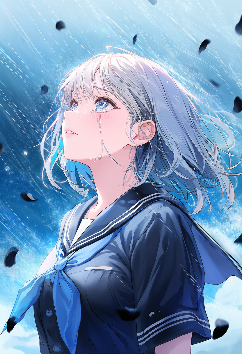 雨の中で泣く