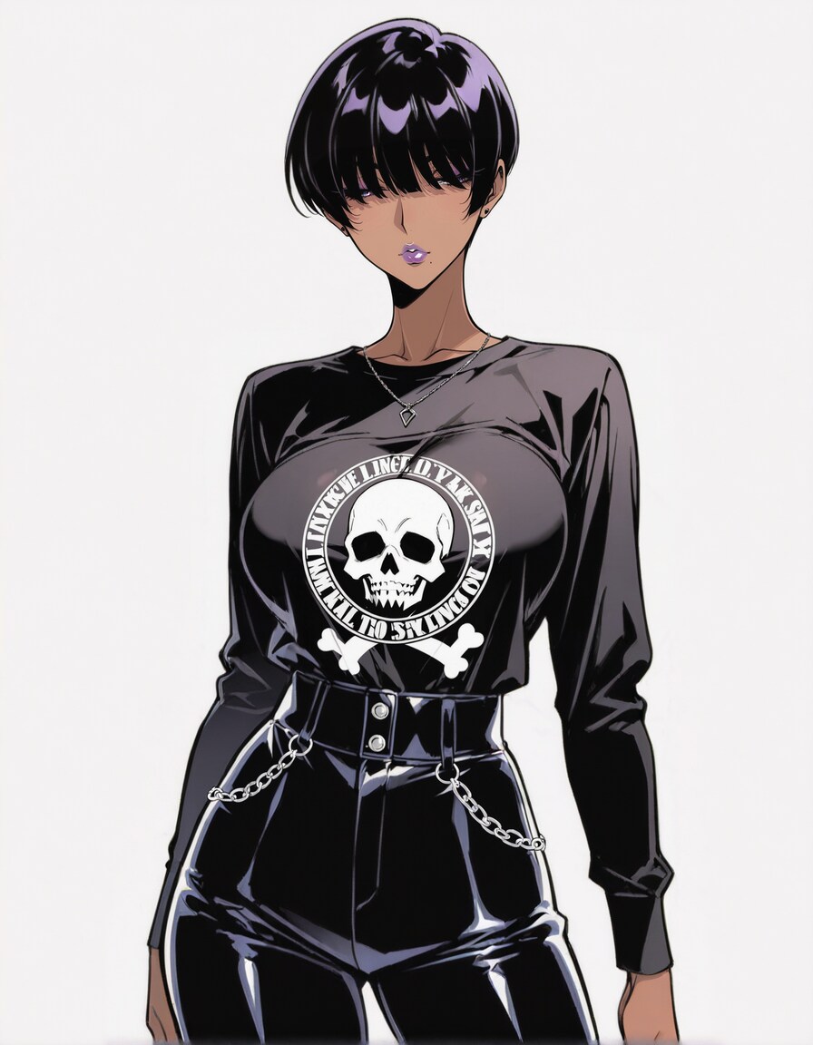 黒髪ショートのクールな褐色女子