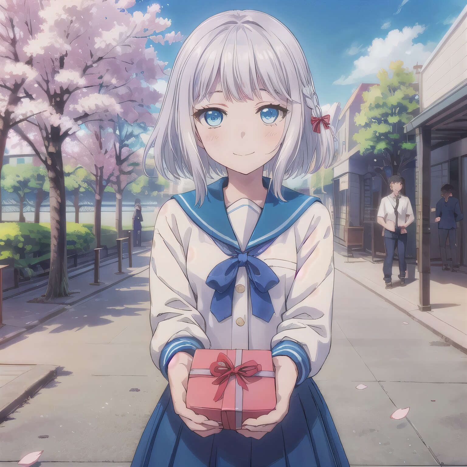 銀髪ボブでセーラー服の少女 | の人気AIイラスト・グラビア