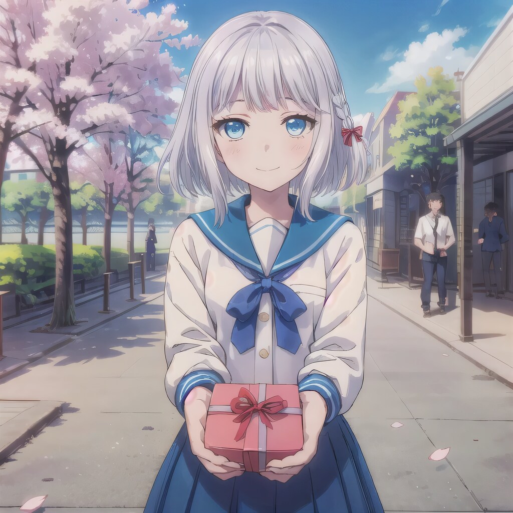 銀髪ボブでセーラー服の少女