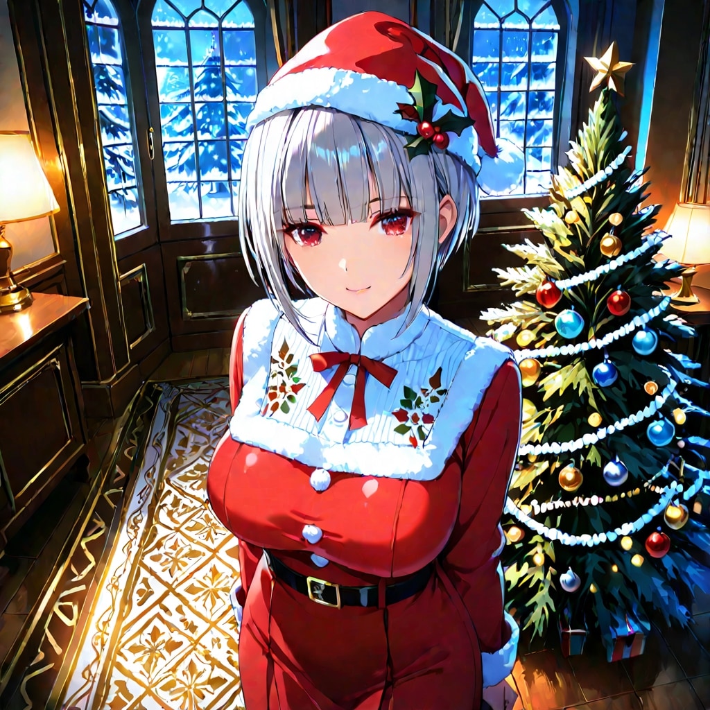 銀髪巨乳サンタ | の人気AIイラスト・グラビア