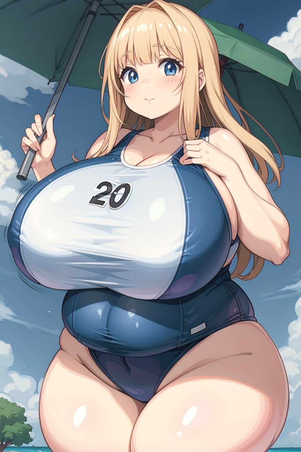 スクール水着を着た爆乳豊満女子