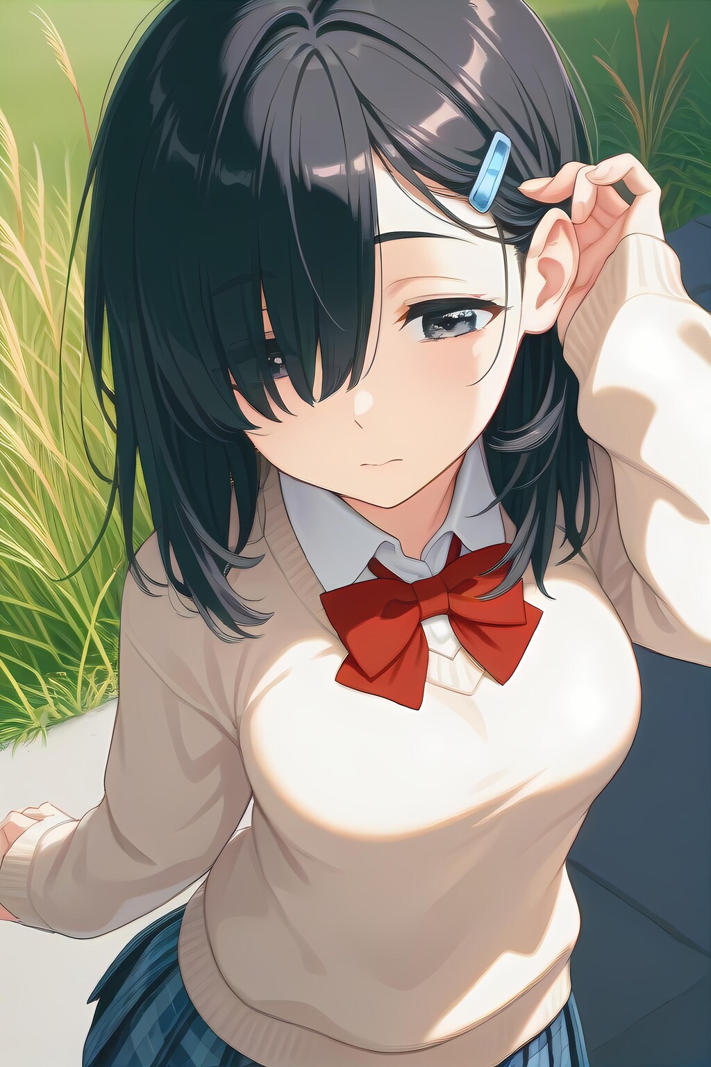 髪を耳にかける