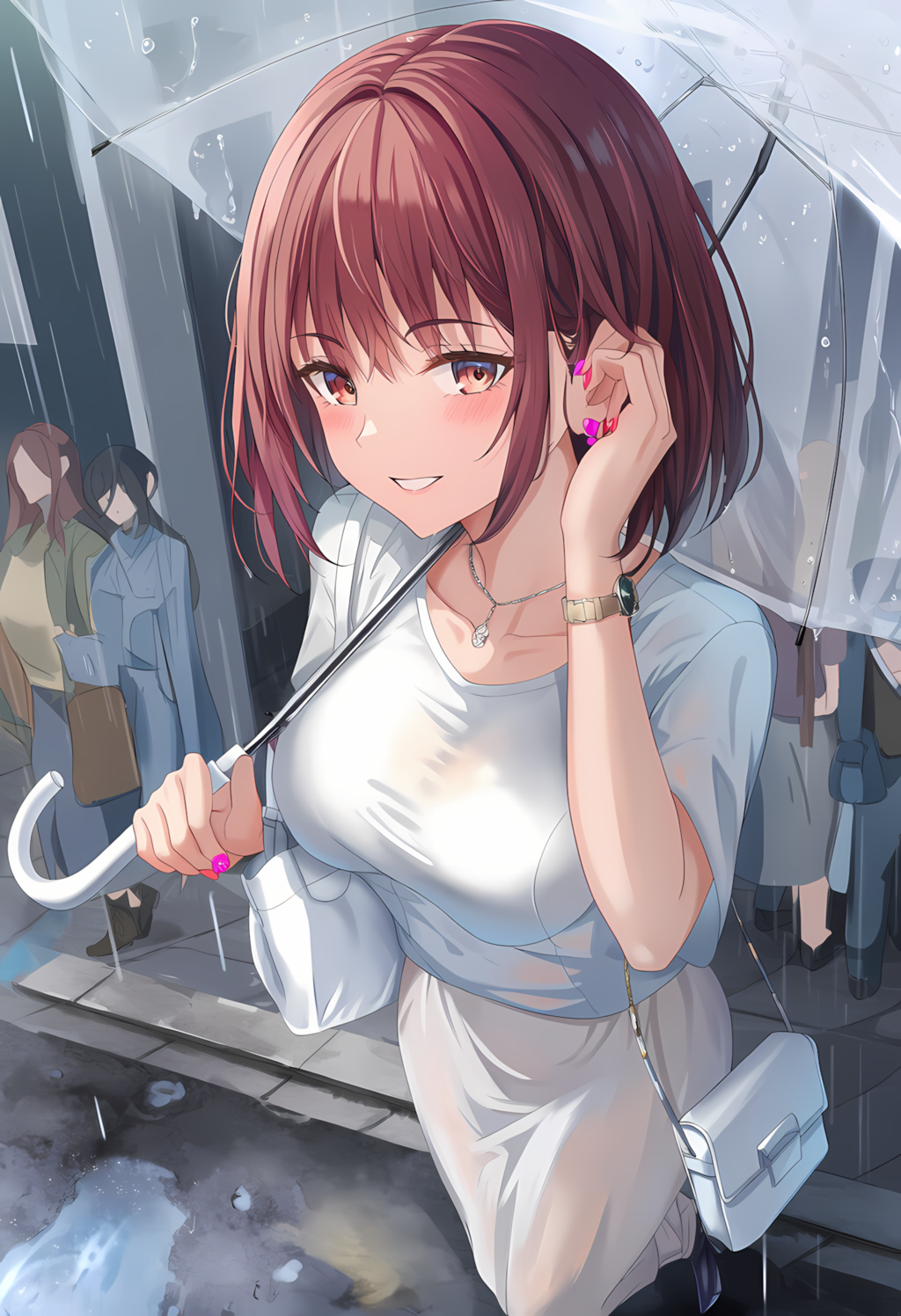 ノノカちゃんの雨の日朝グラビア：CanCam風白コーデ