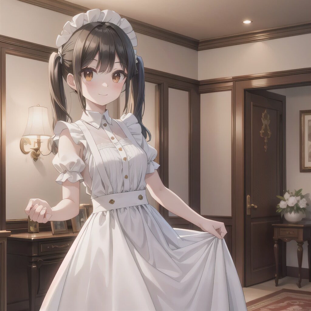 黒髪ツインテでメイド服の少女２