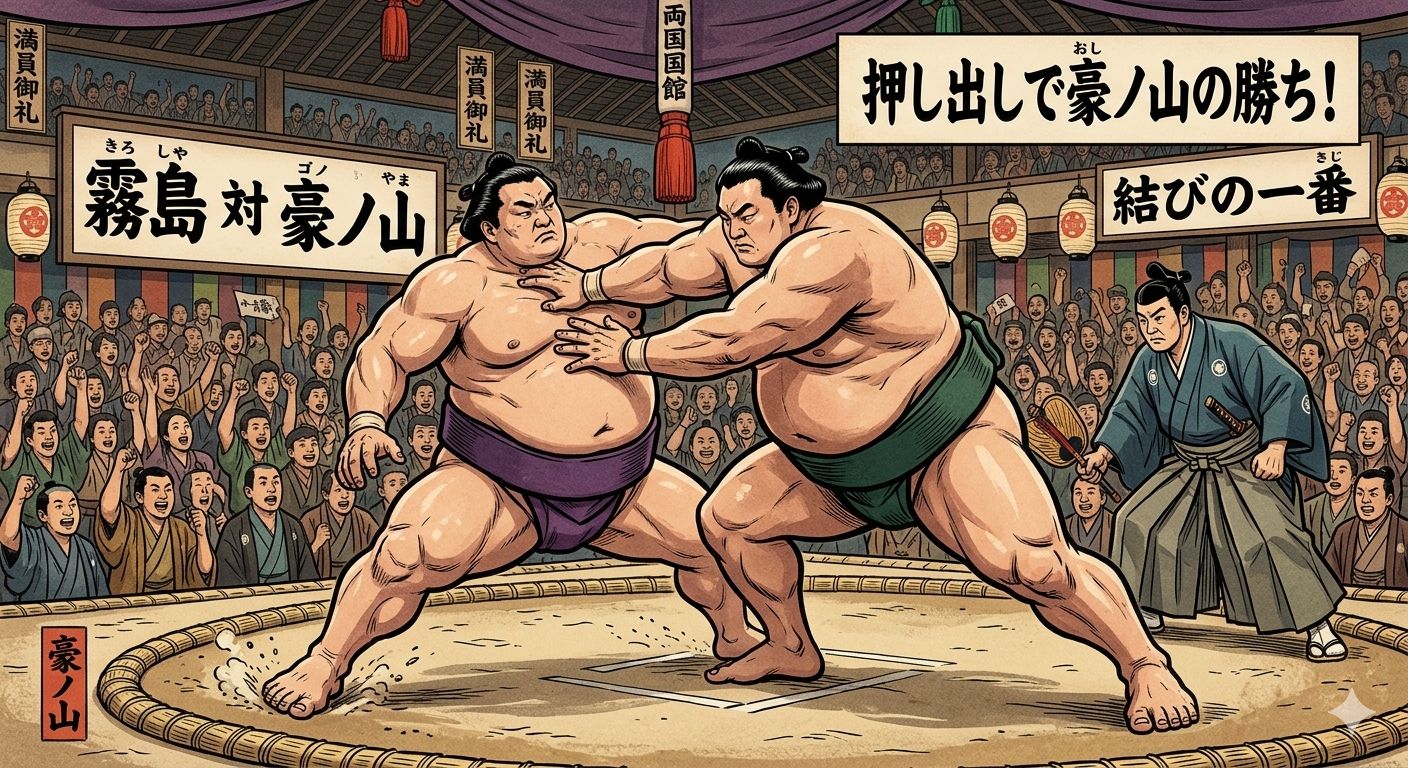 大相撲、霧島、連勝成らず