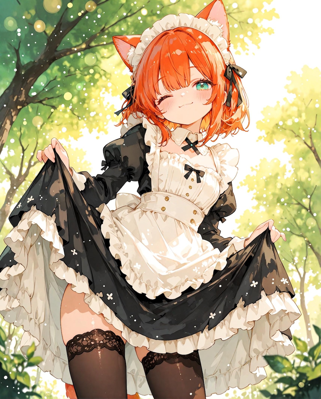 屋外のメイド少女