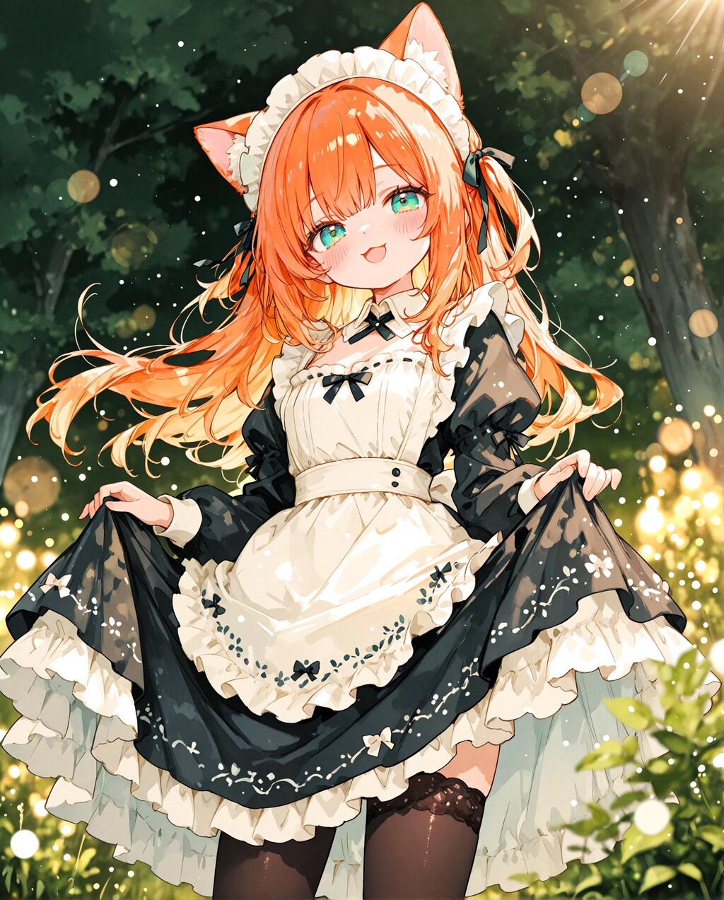 屋外のメイド少女