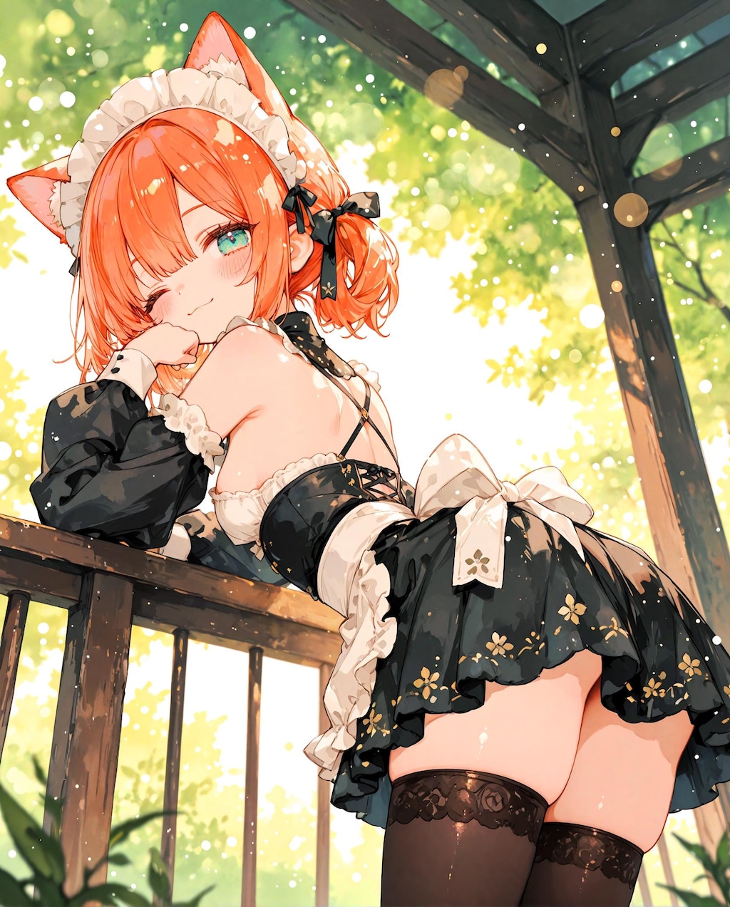 屋外のメイド少女