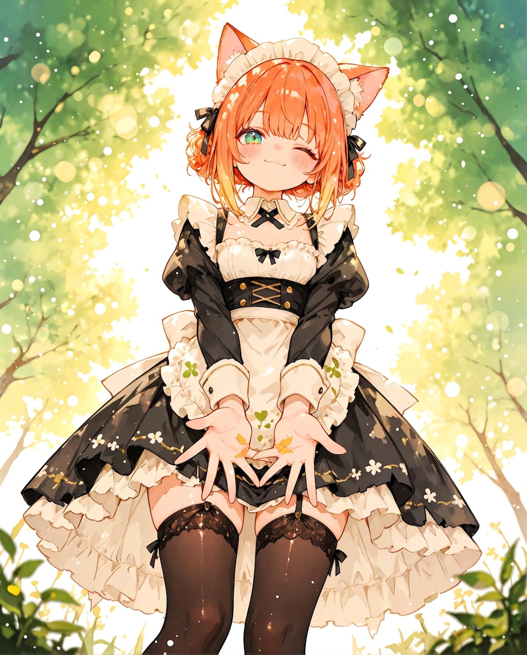 屋外のメイド少女