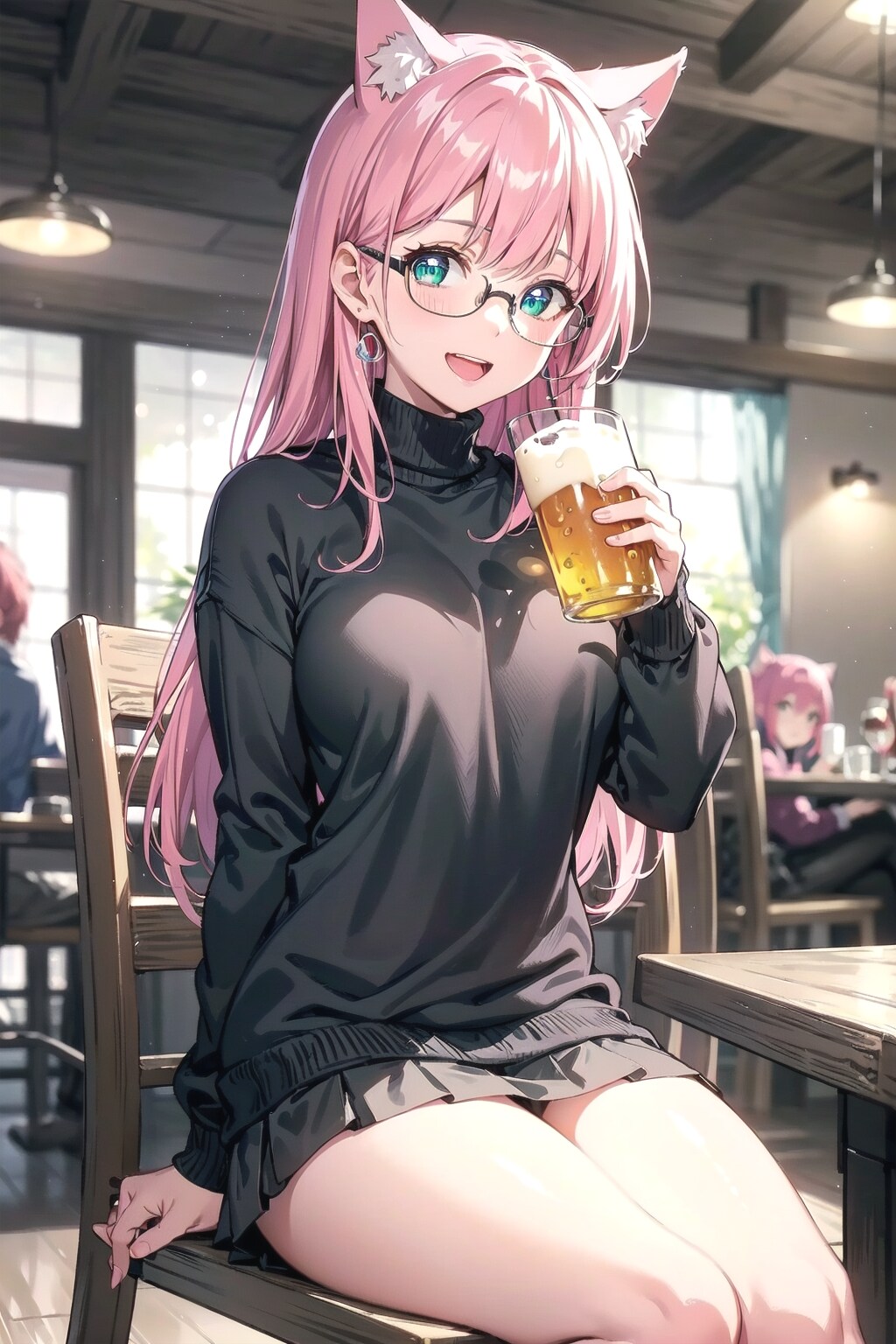 あ〜こっちこっち✋🐱🍺 | の人気AIイラスト・グラビア