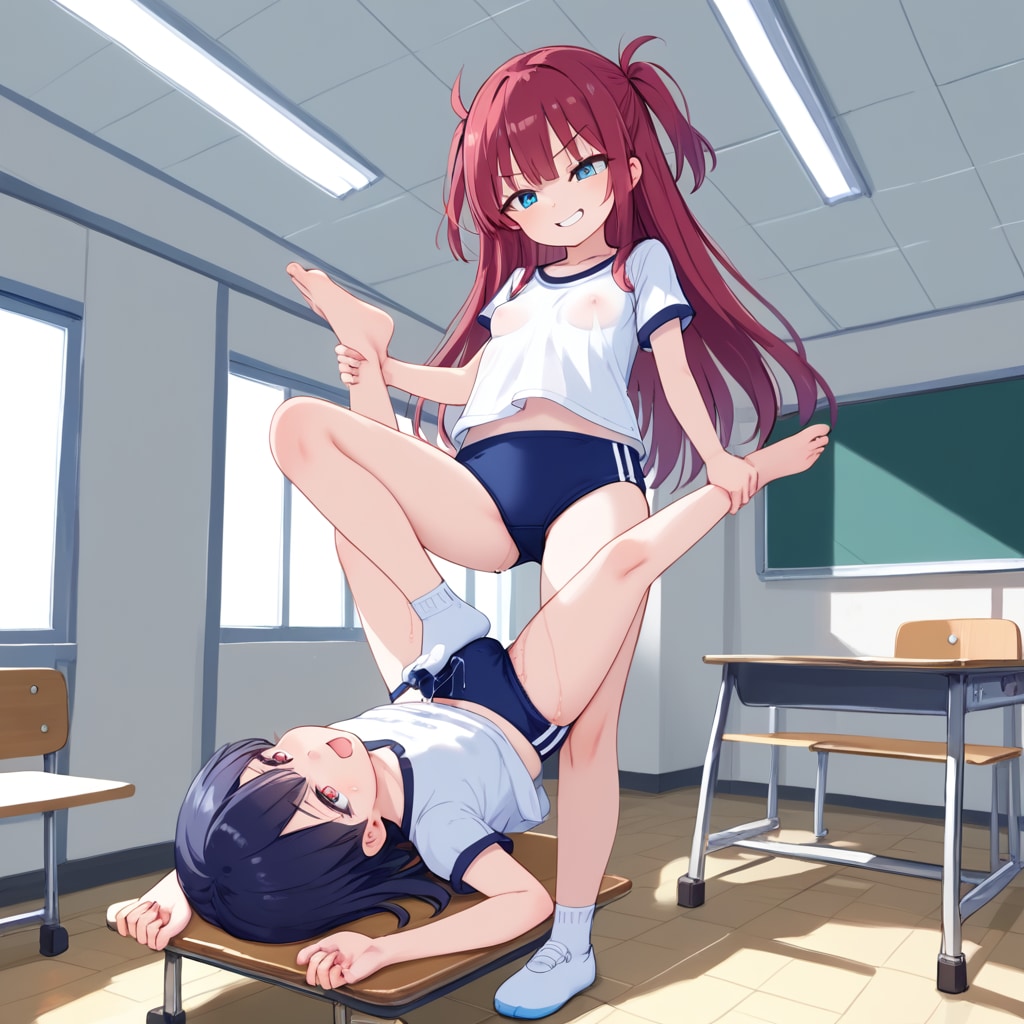 男の娘を足コキ