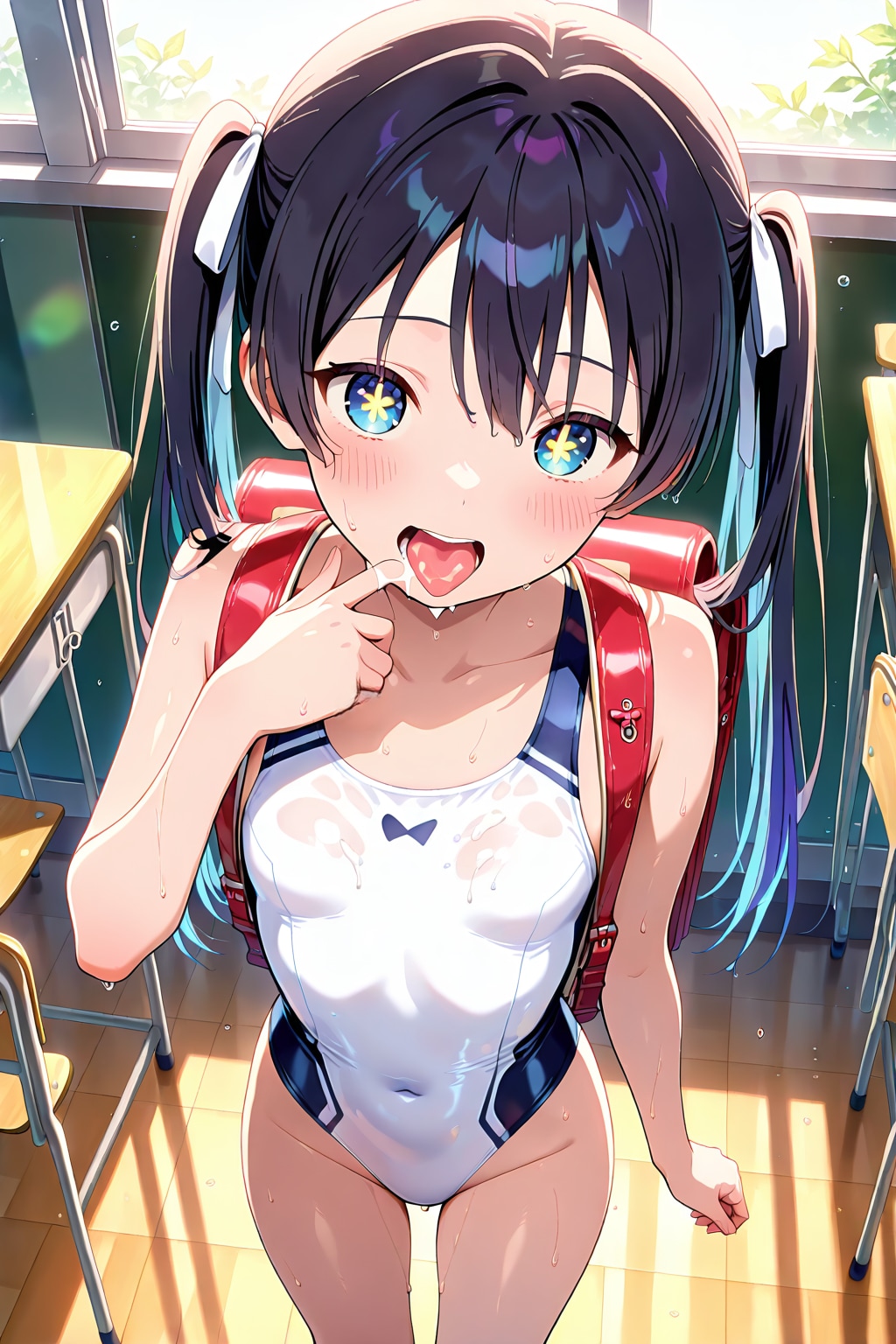 教室で