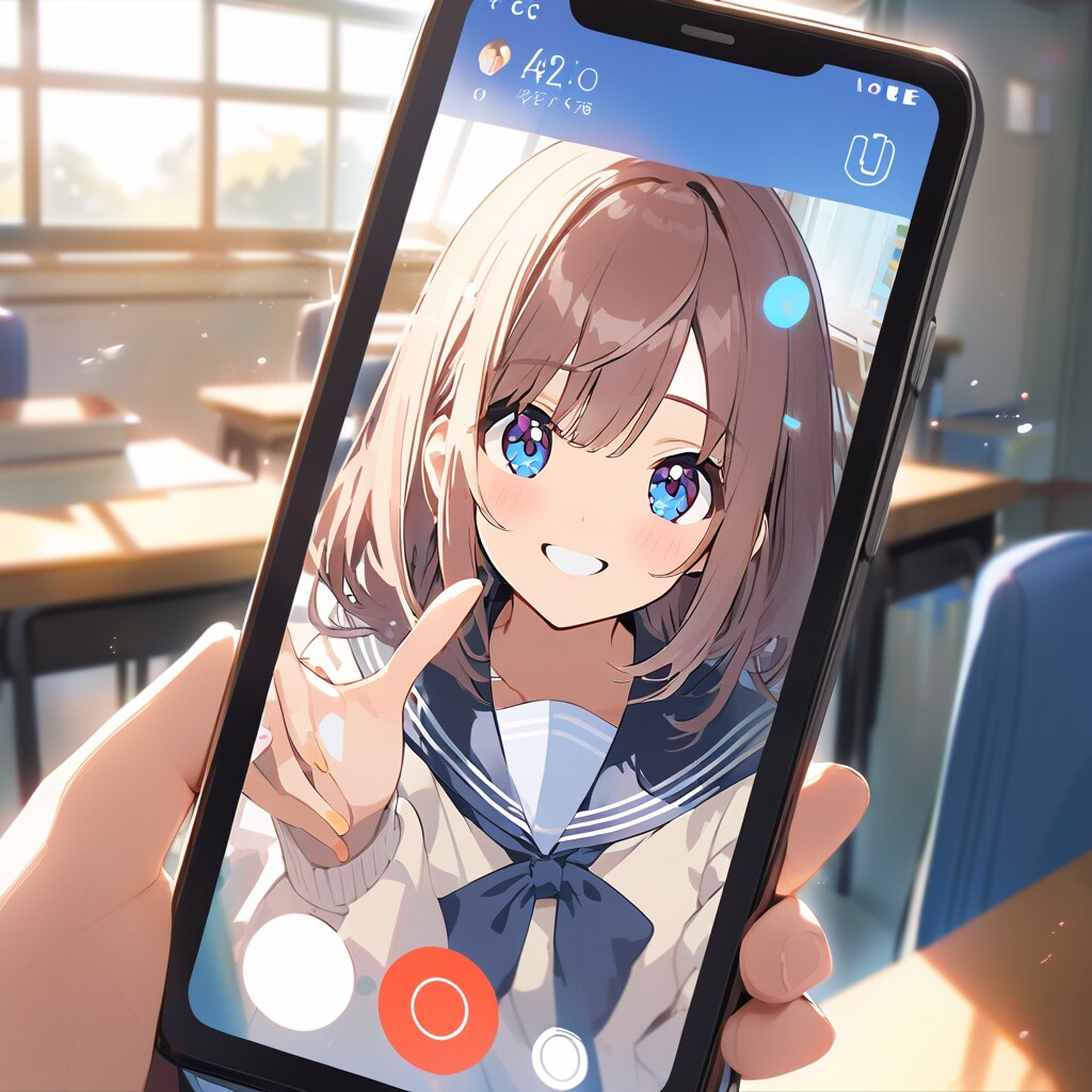 自撮りしてる女の子