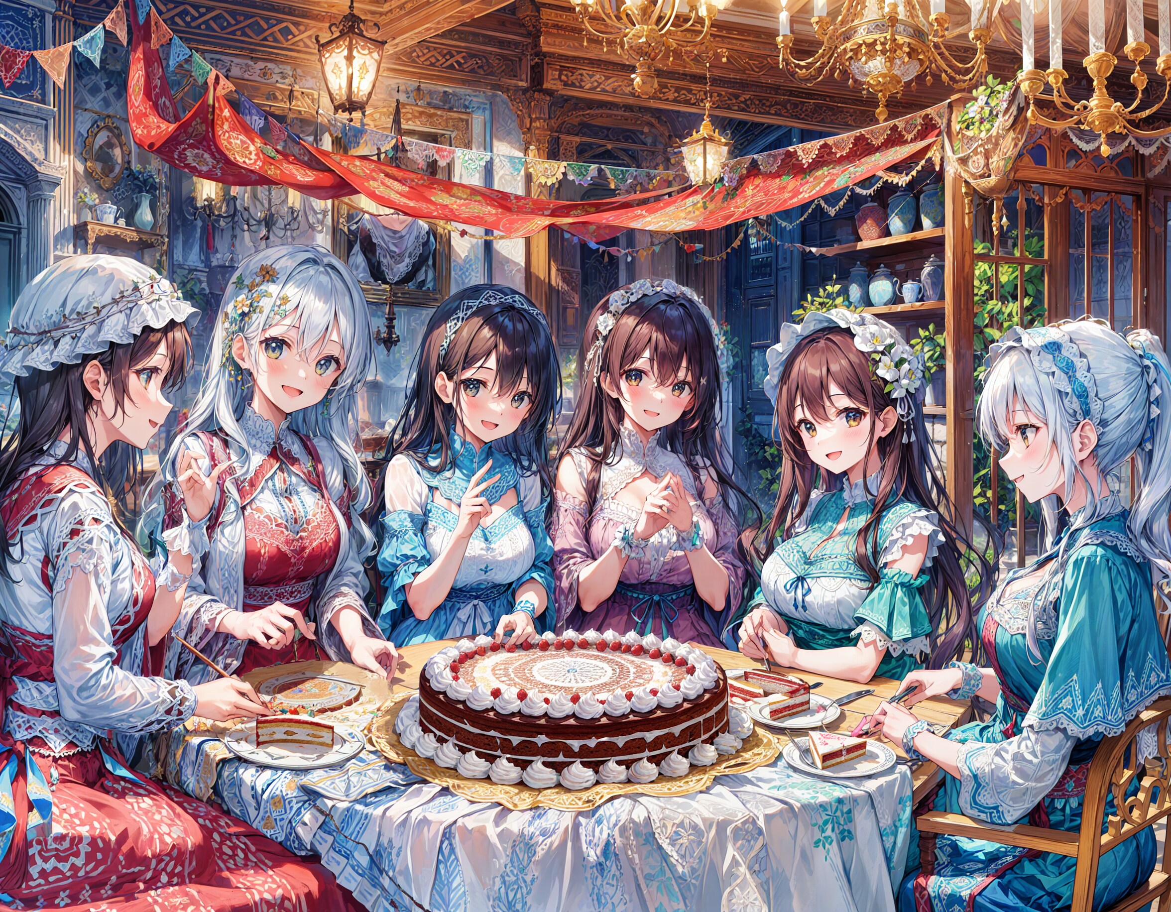 ケーキを囲んでお茶会