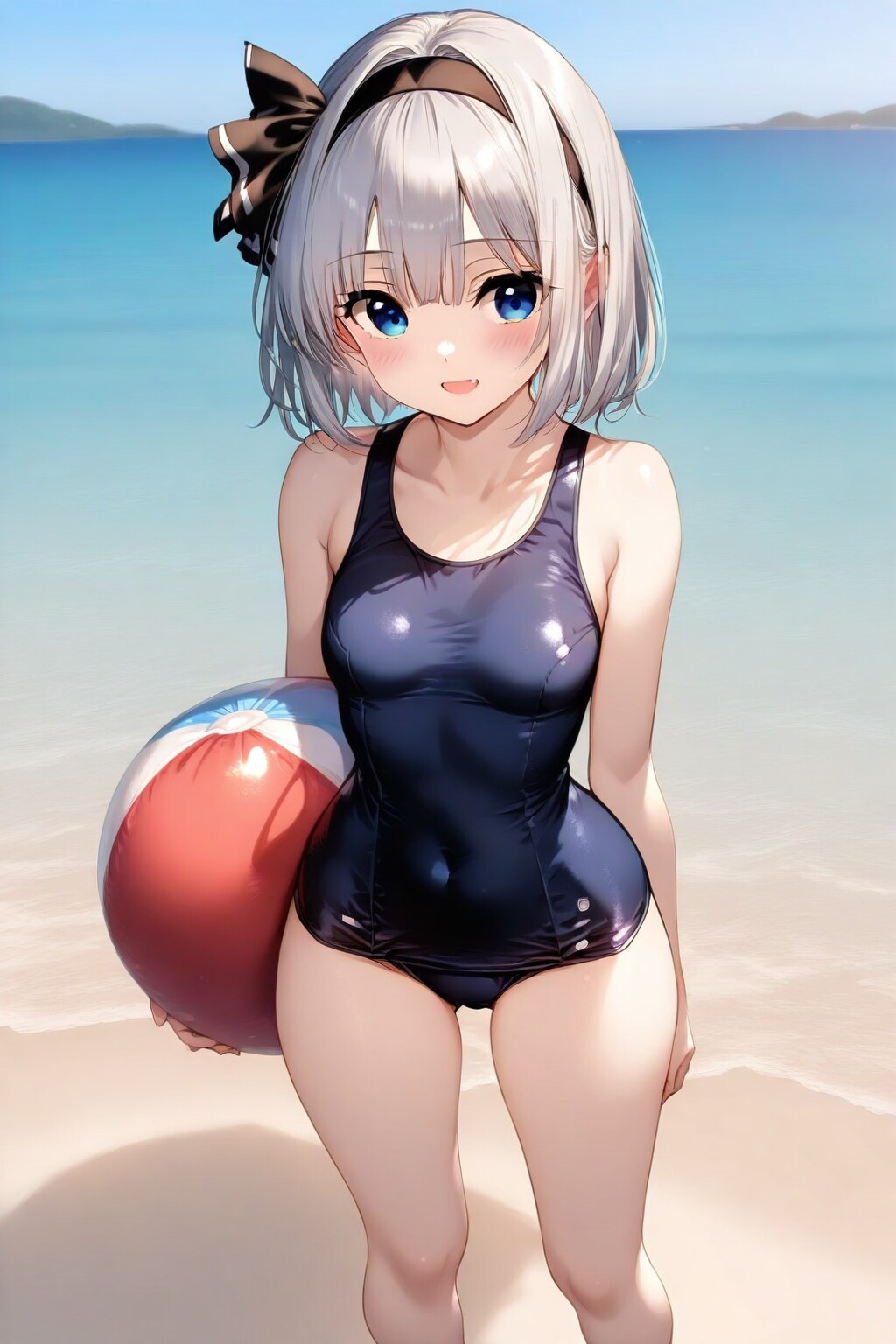 ビーチのスクール水着妖夢