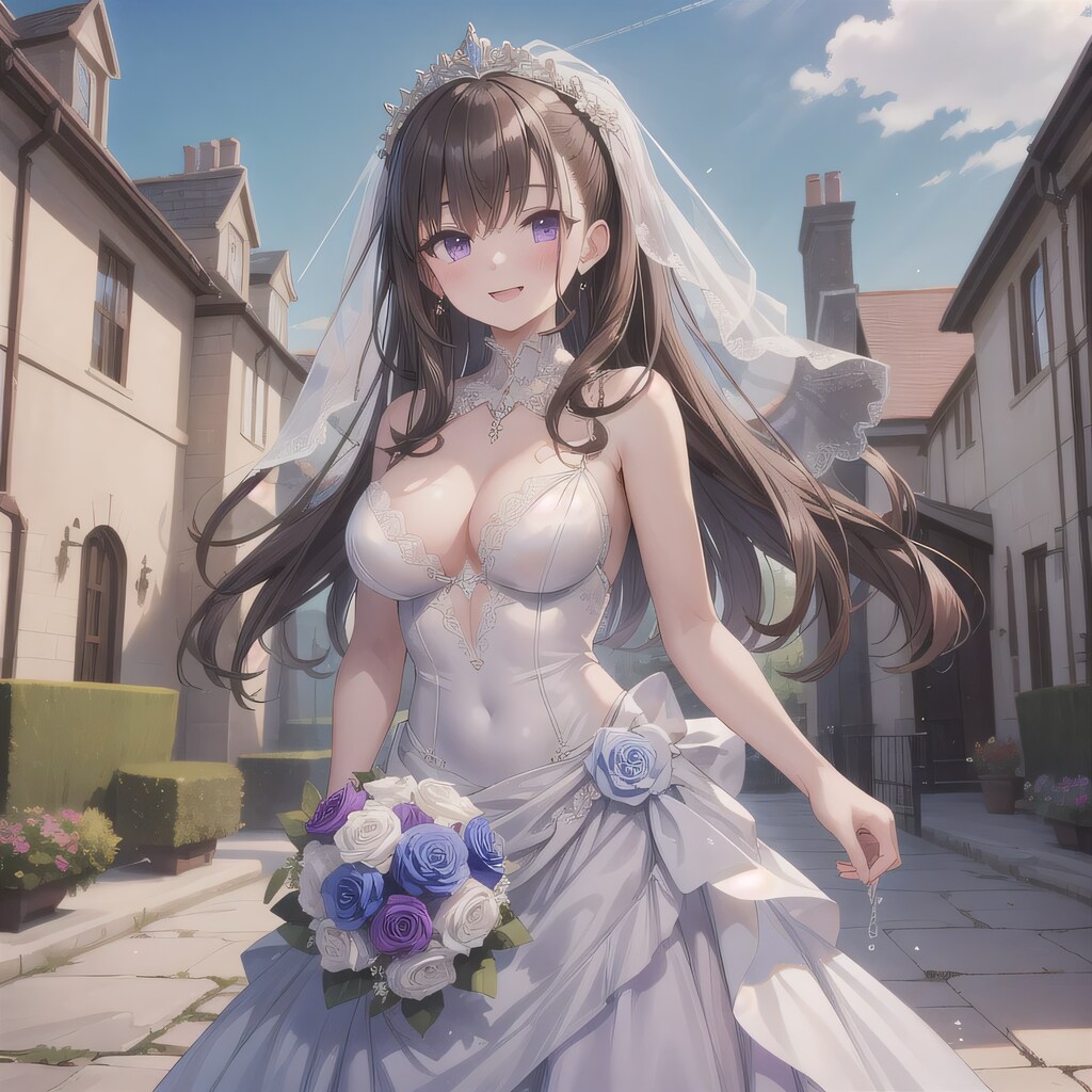 黒髪ロングでウェディングドレスの少女３０