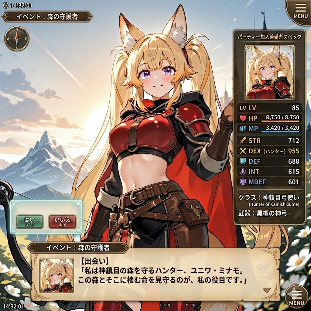 ミナモのRPG風登場シーン