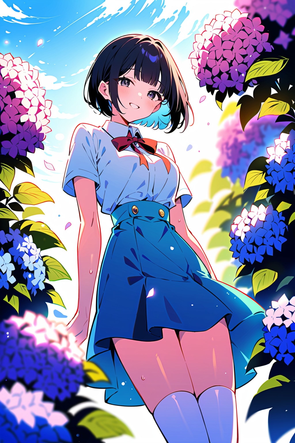 紫陽花と女の子　その６ | の人気AIイラスト・グラビア