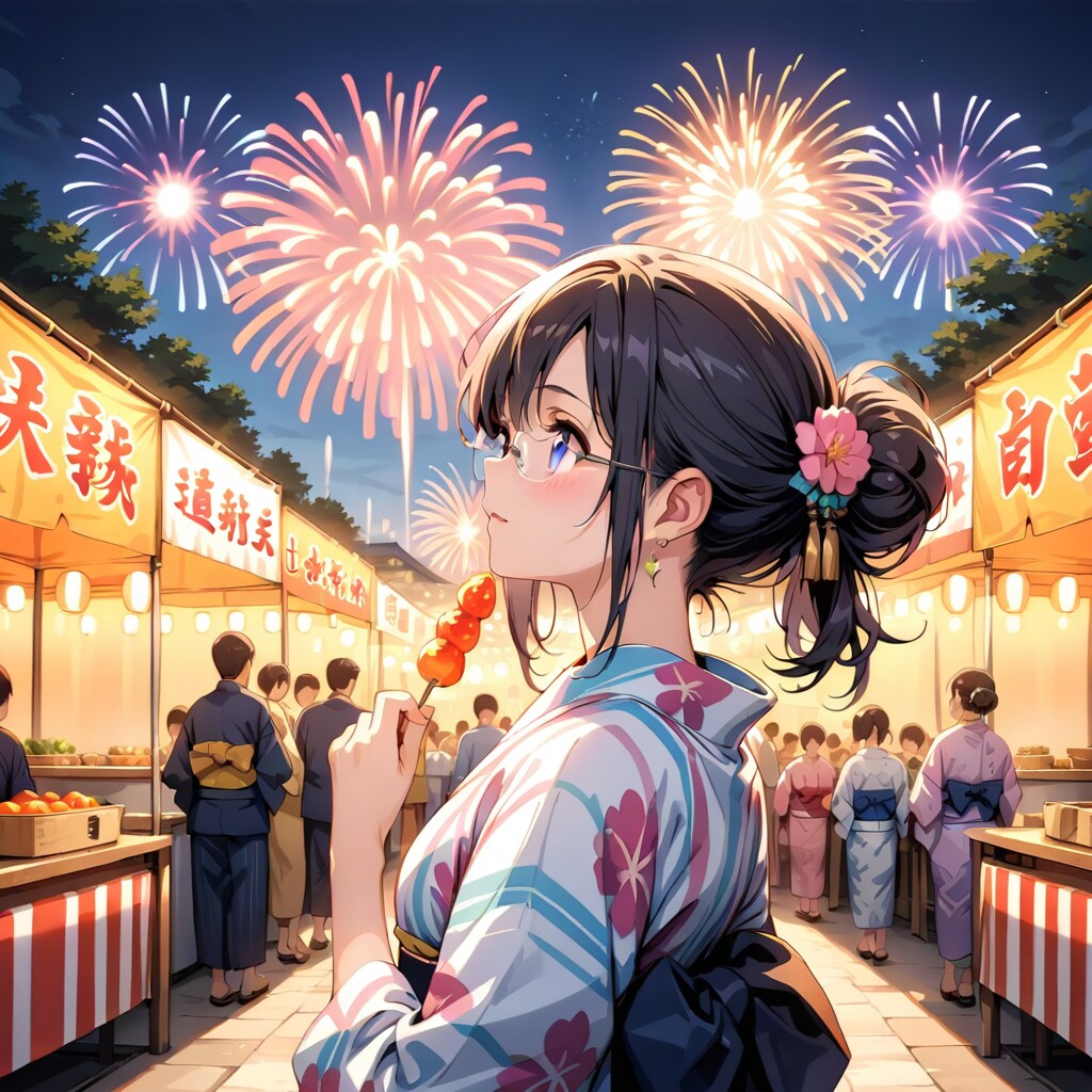 夏祭りと花火と女の子 | の人気AIイラスト・グラビア