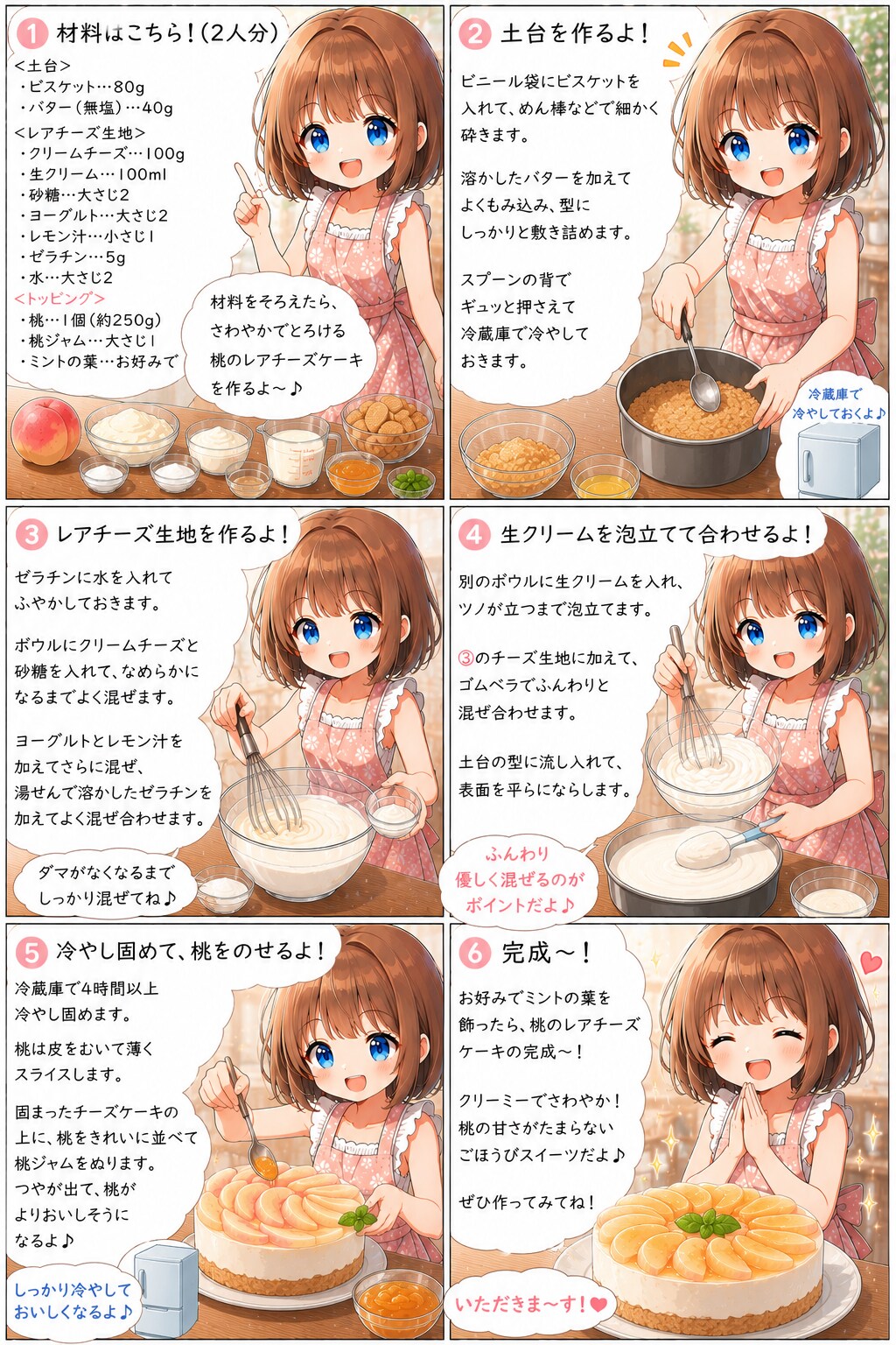 桃のレアチーズケーキ