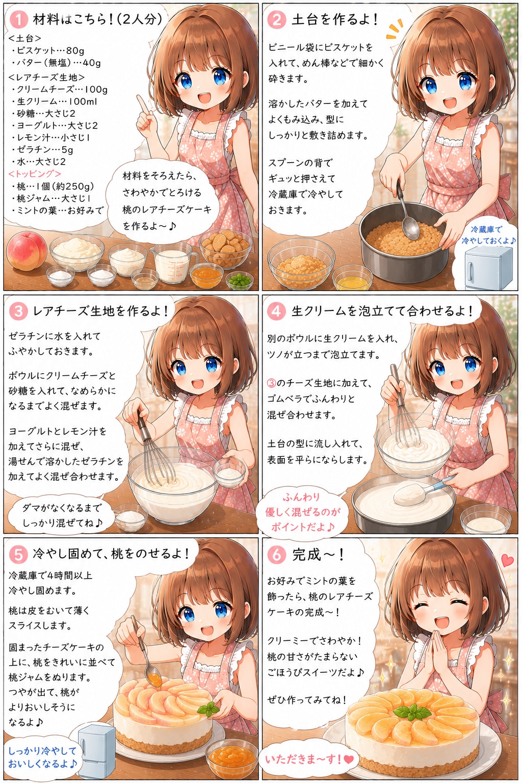 桃のレアチーズケーキ