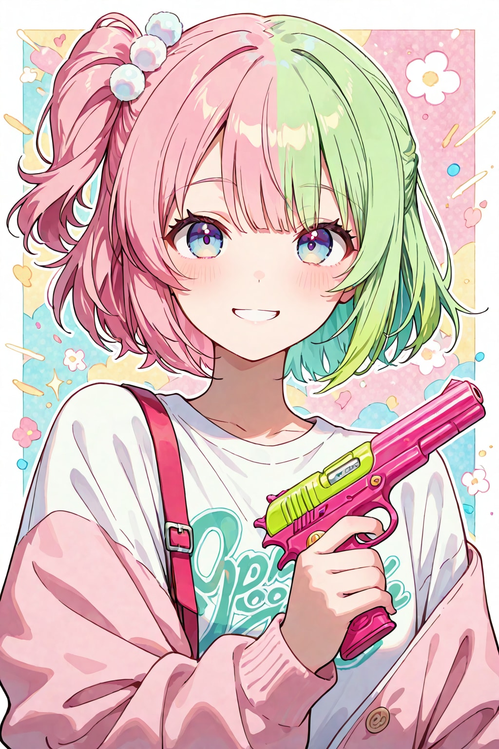 ピンク&グリーン。