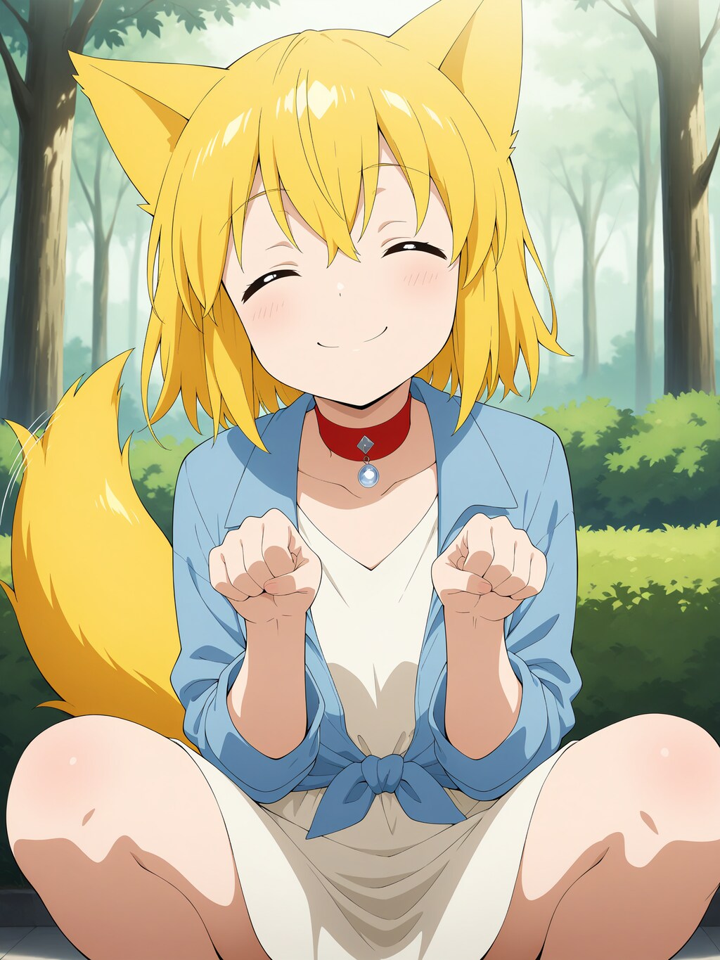 お前が狐である所以を証明しろと言われたのでとりあえず尻尾を振りつつ愛想も振りまいてみたがその所作とポーズによりどちらかというと犬っぽさを証明してしまったキツネ