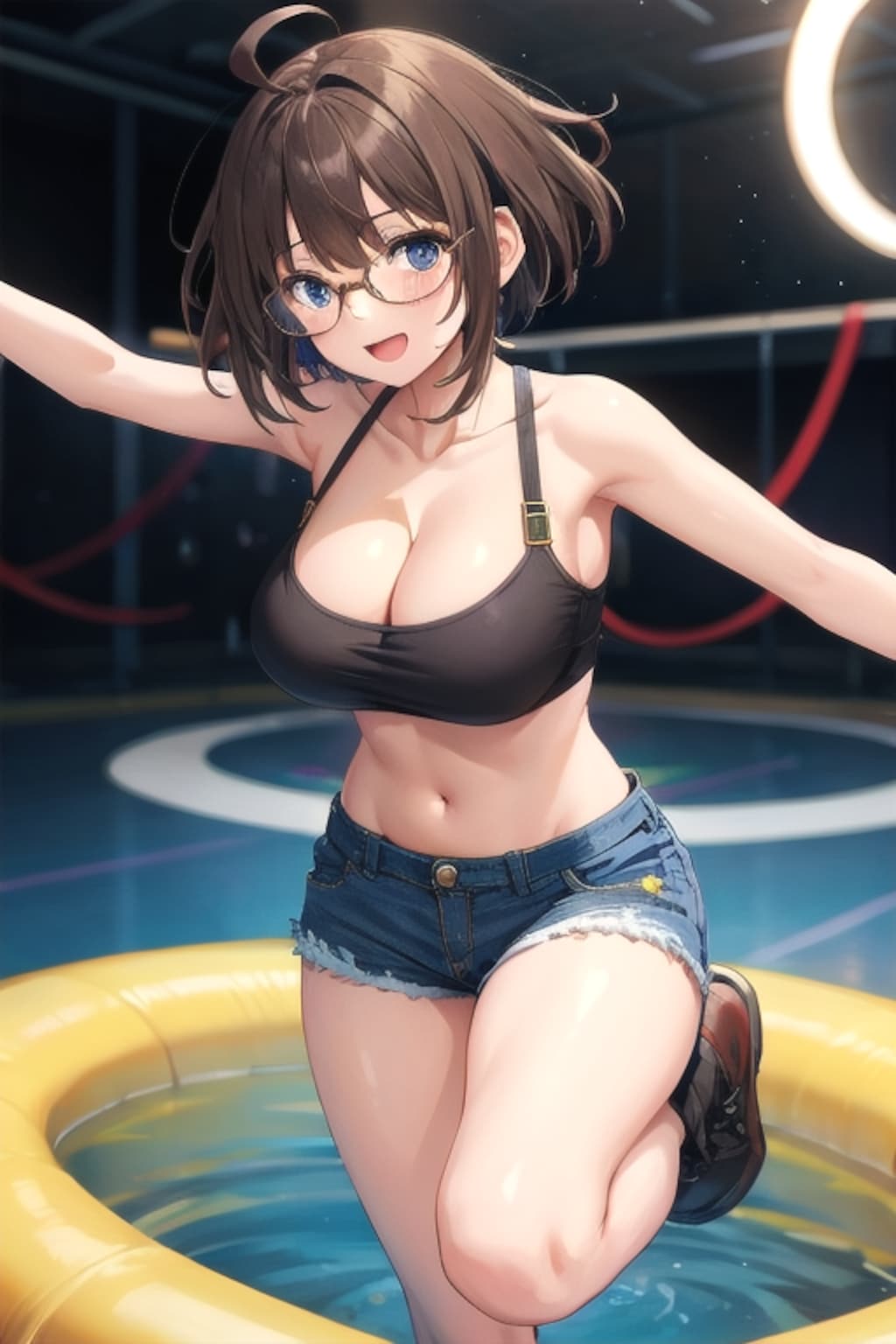 谷間とホットパンツ