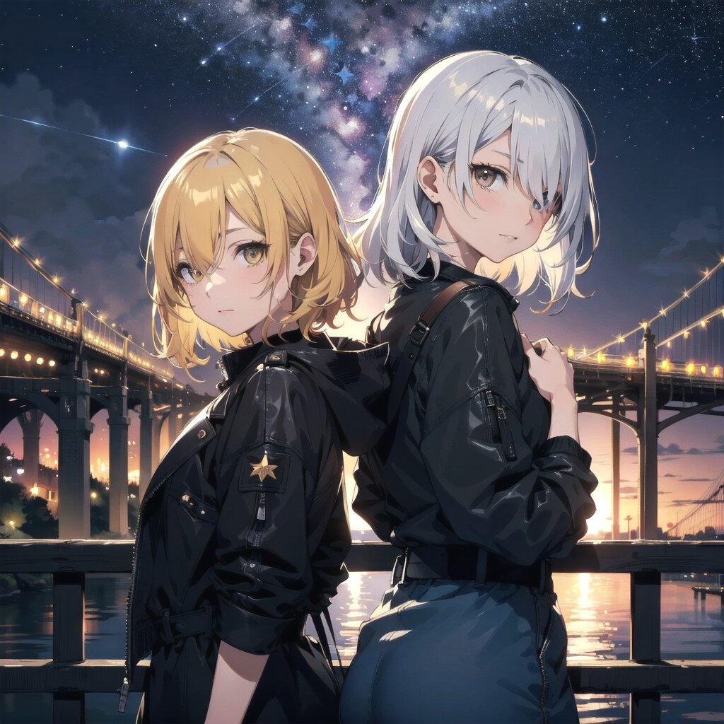 夜に輝く金と銀