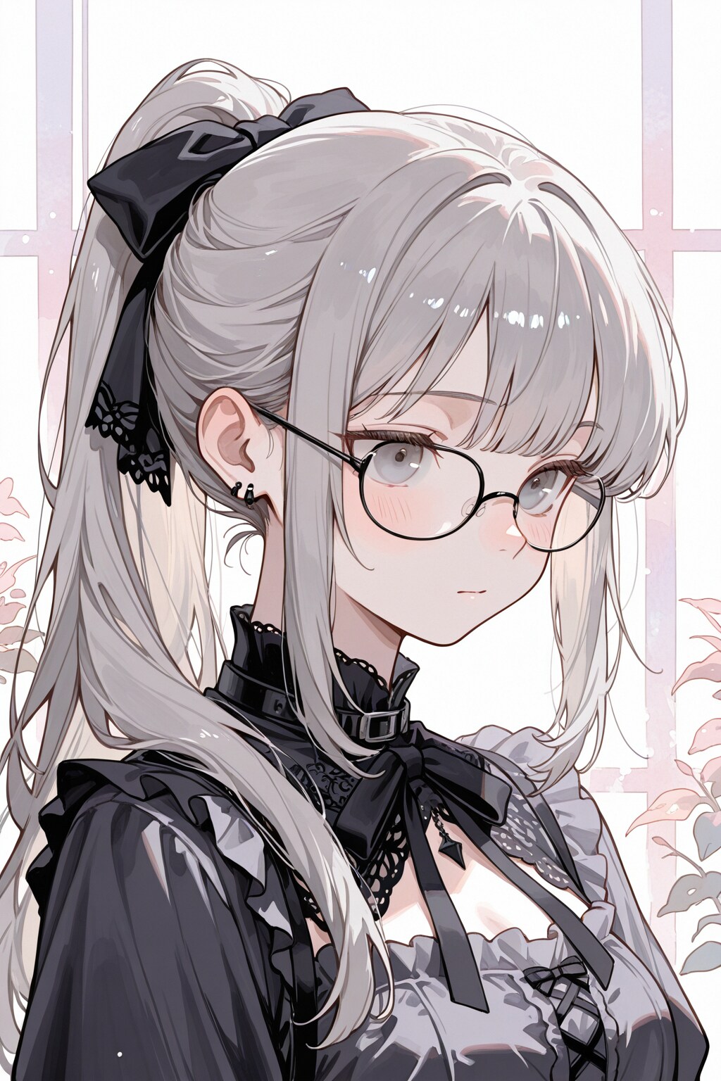 MOKA_眼鏡黒ゴスポニテ | の人気AIイラスト・グラビア