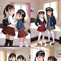 女の子ペアポーズ集2(4ポーズ×10枚) 9枚目