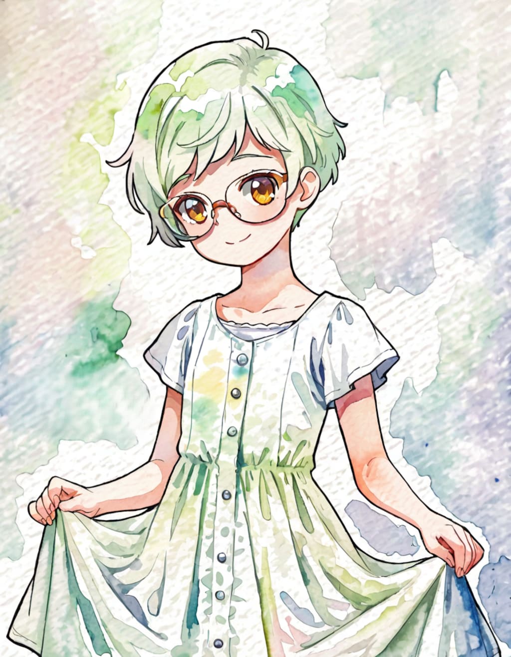 水彩（うちの子：エメラルド）