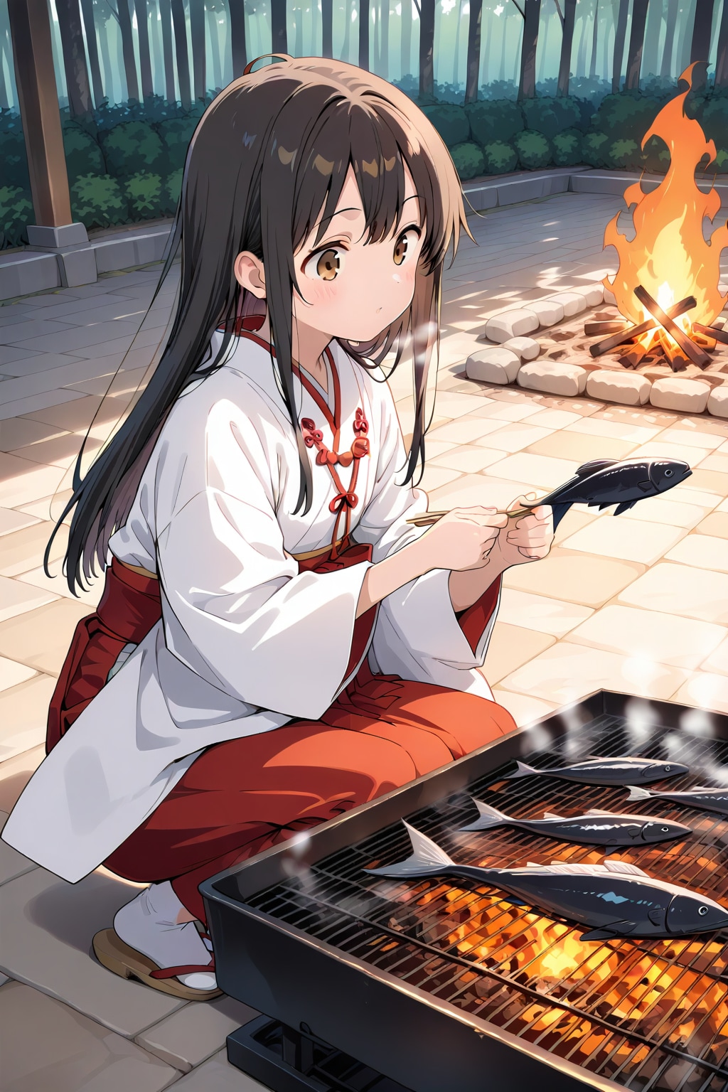 ひとりで焼きざかにゃを焼くさくらちゃん