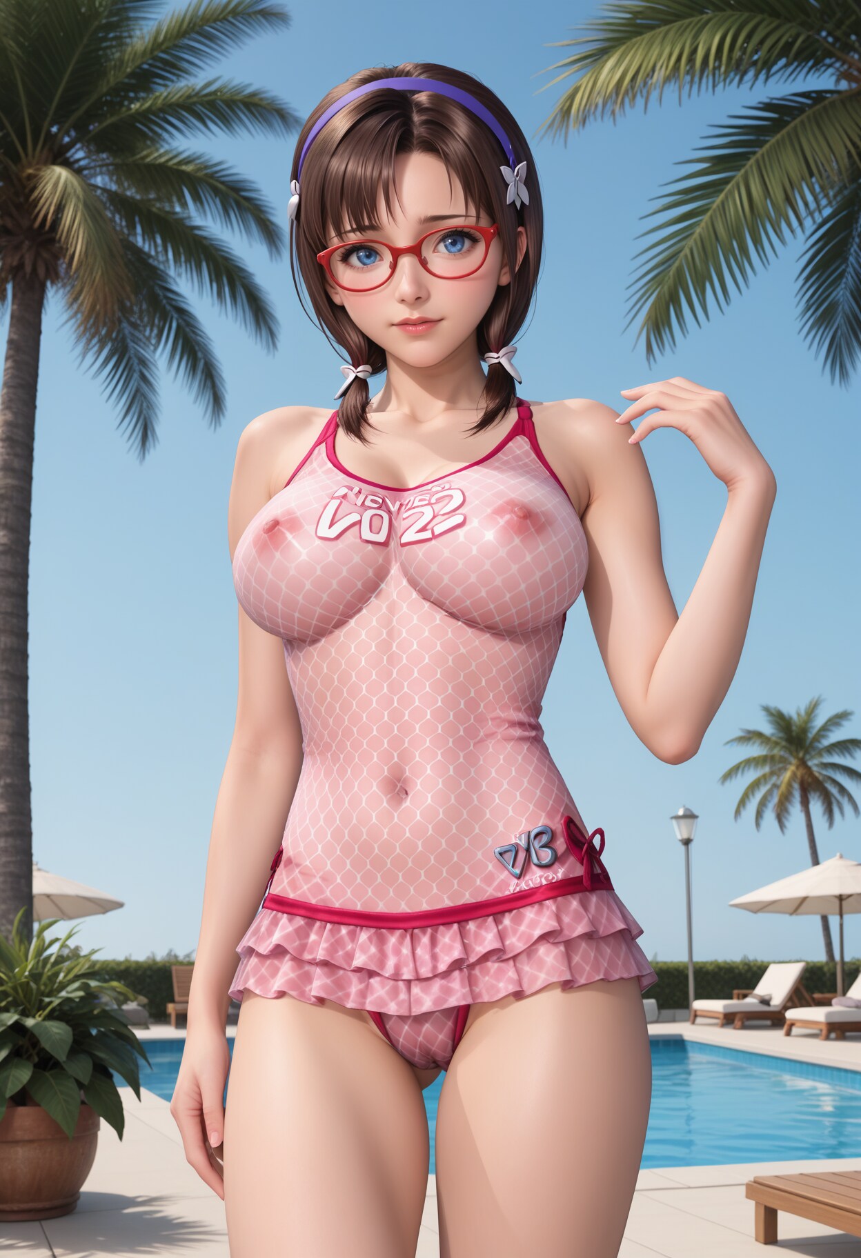 新世紀エヴァンゲリオン リゾートで水着勝負⁉️😂真希波・マリ・イラストリアスちゃん【model：arondel_v1】