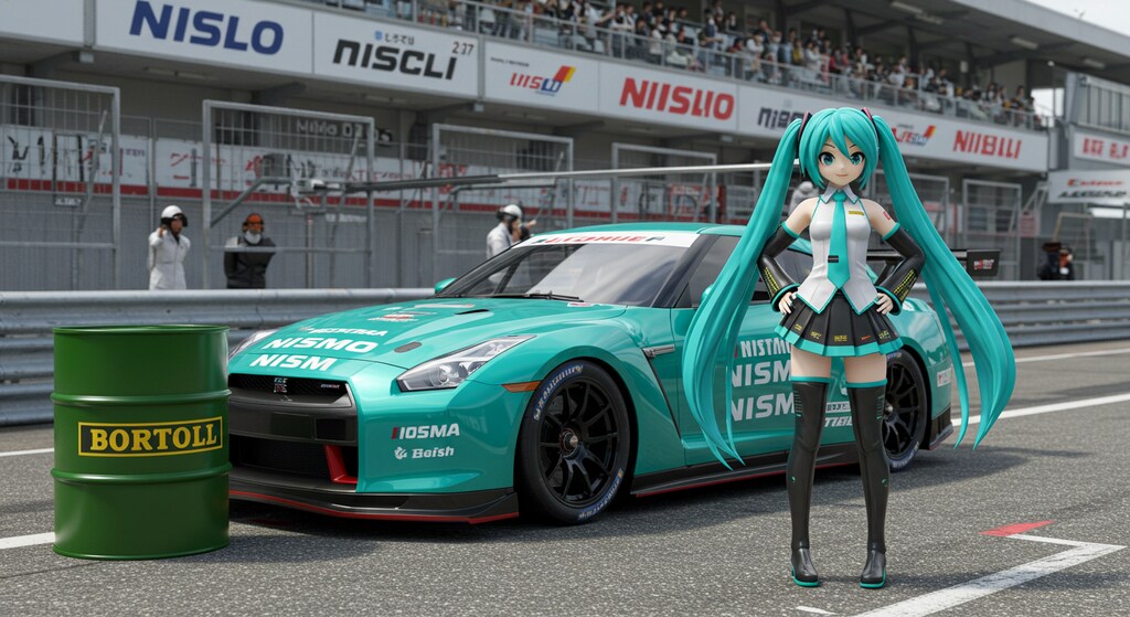 初音ミクとR35GT-Rレーシングカー