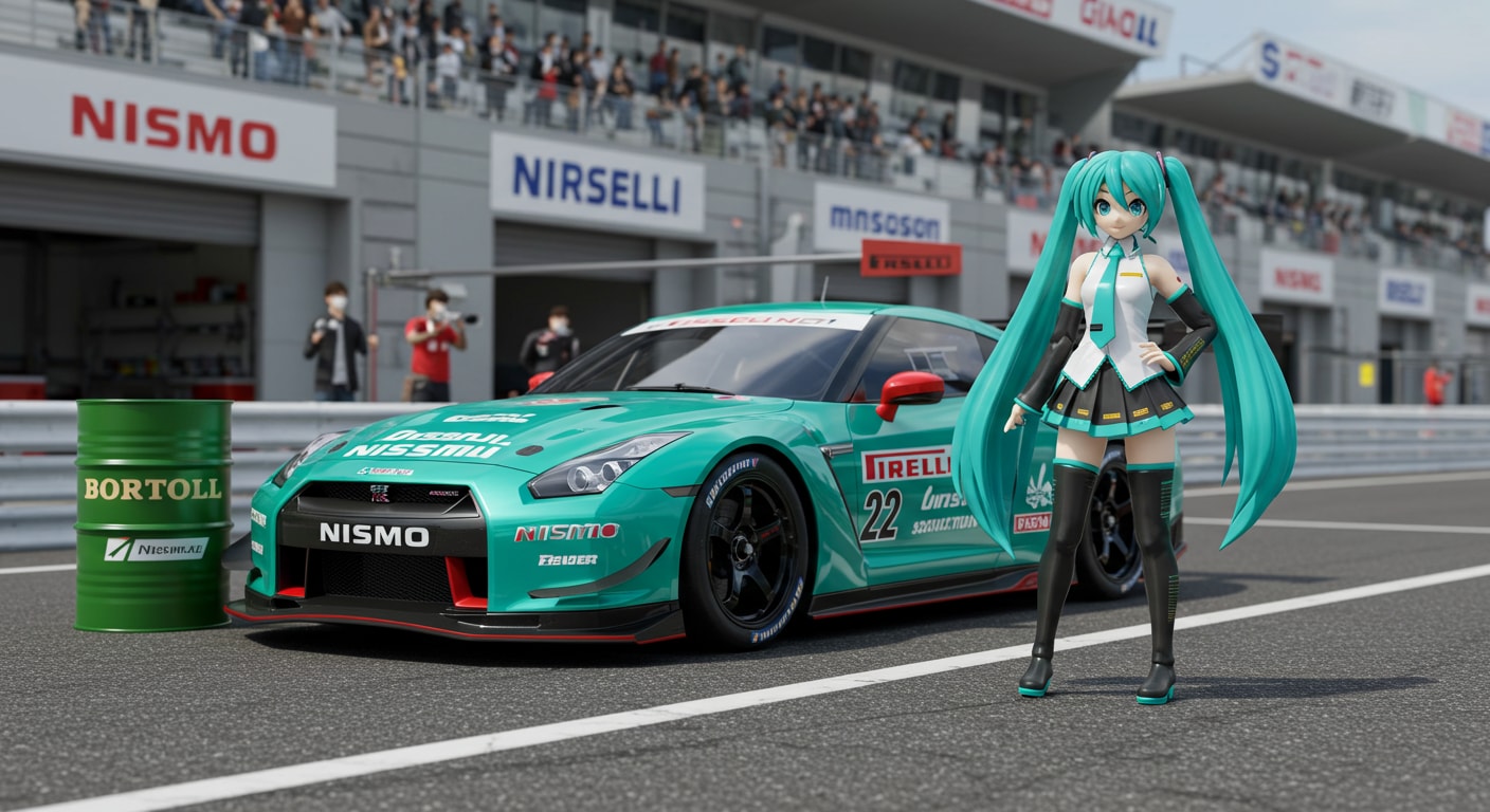 初音ミクとR35GT-Rレーシングカー | の人気AIイラスト・グラビア