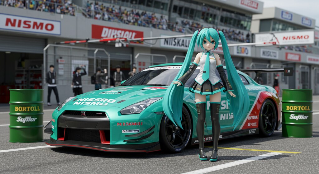 初音ミクとR35GT-Rレーシングカー
