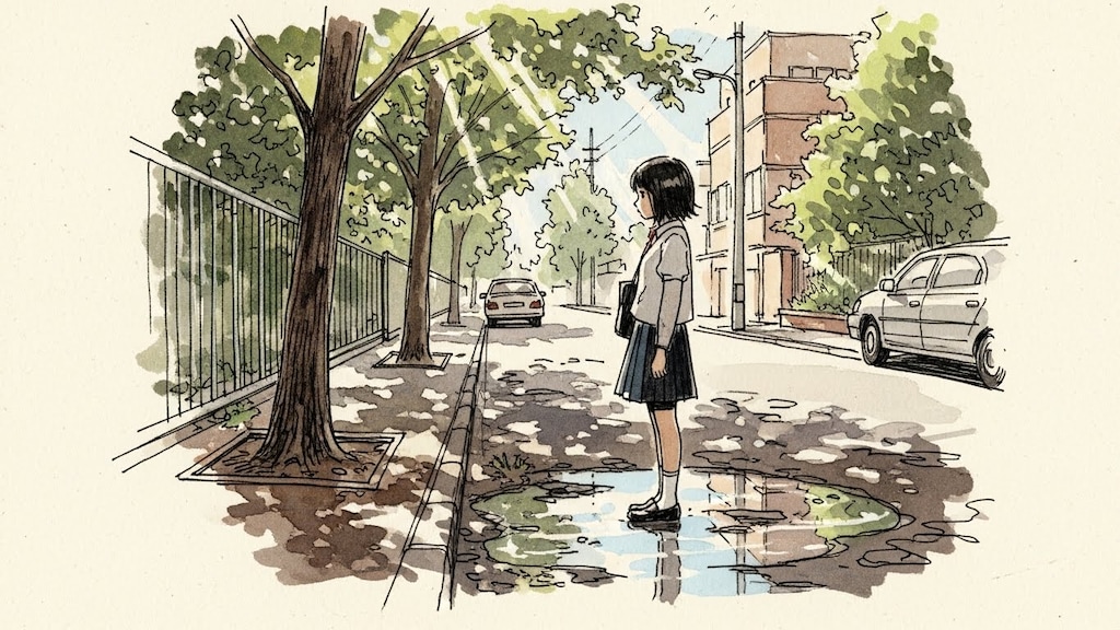 街と水たまり、少女259