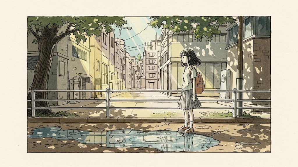 街と水たまり、少女259