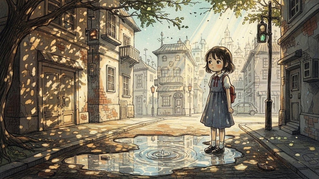 街と水たまり、少女259