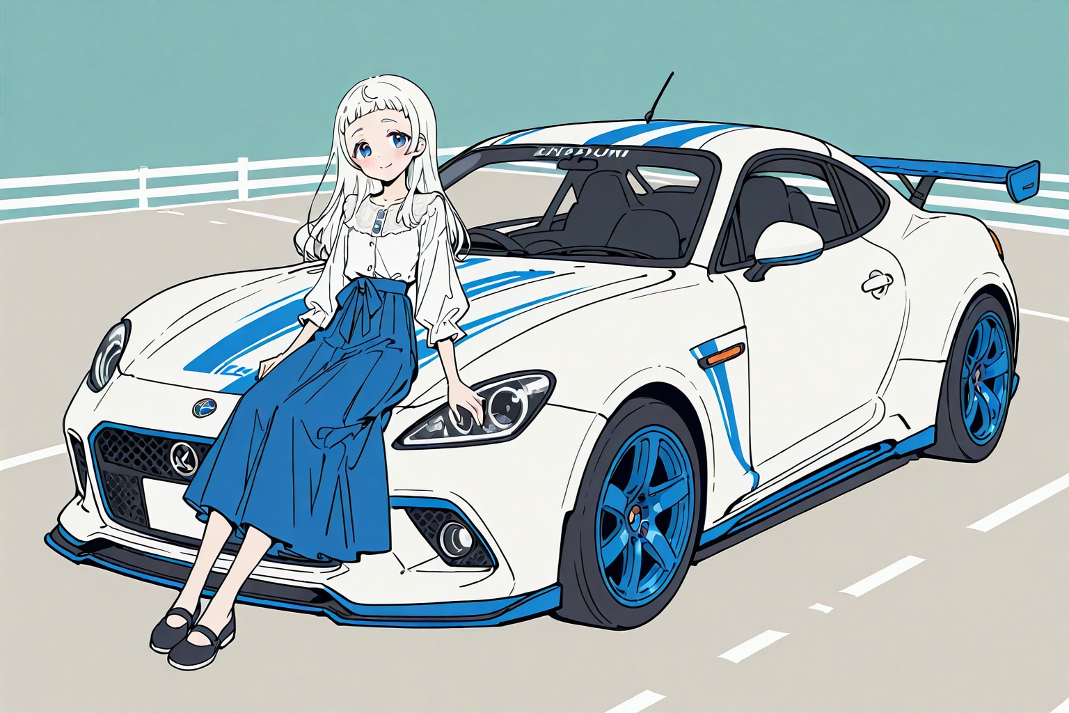 白ちゃんとスポーツカー | の人気AIイラスト・グラビア