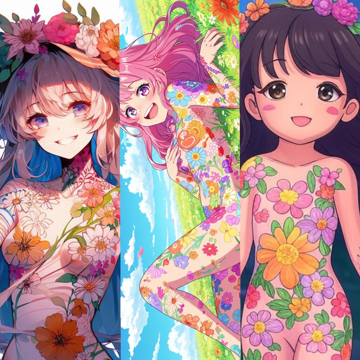花のボディペイント