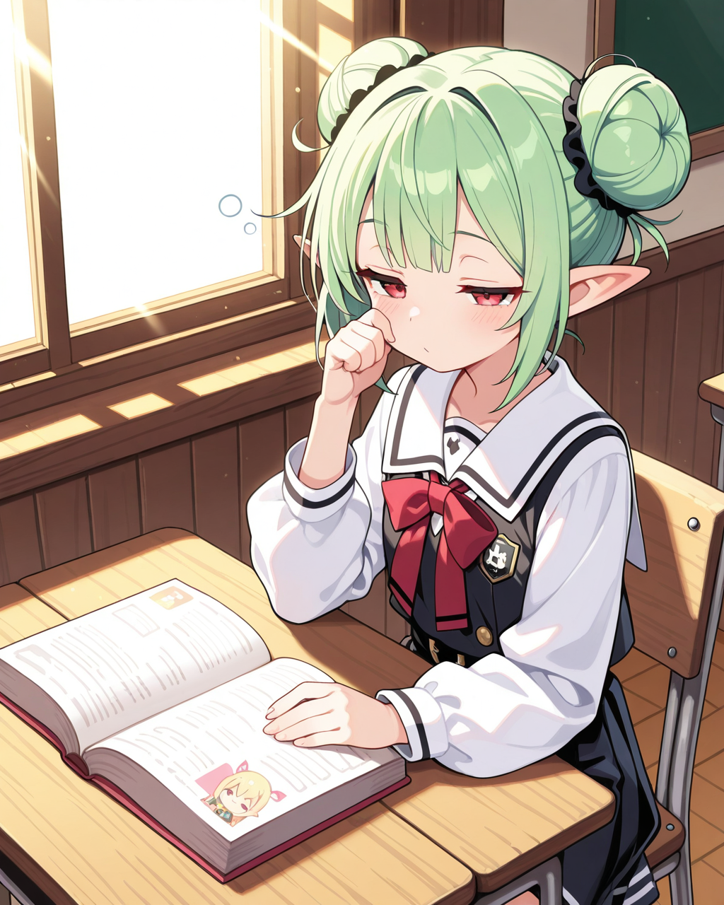 うちのエルフをお団子ヘアーにしてみた。