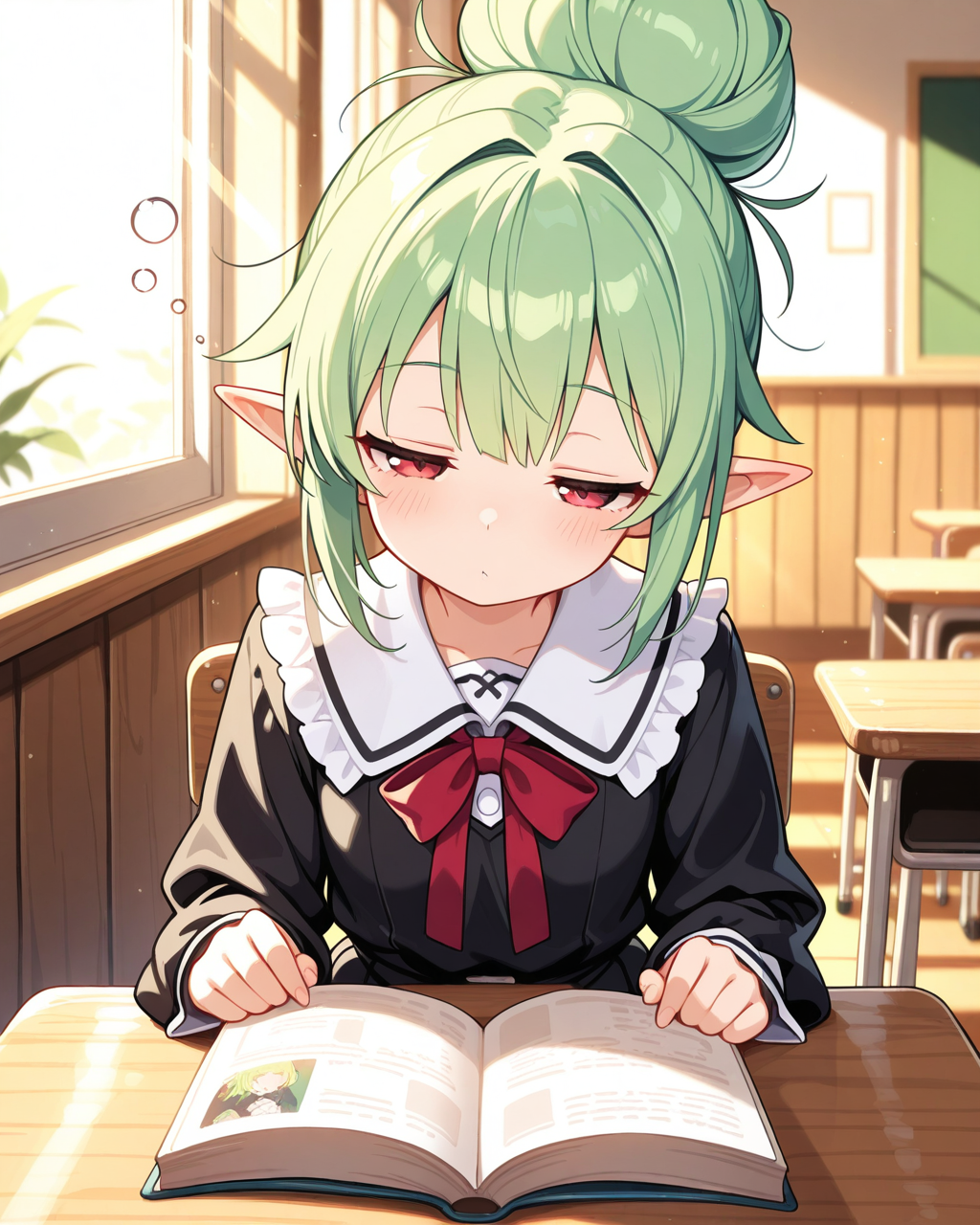 うちのエルフをお団子ヘアーにしてみた。