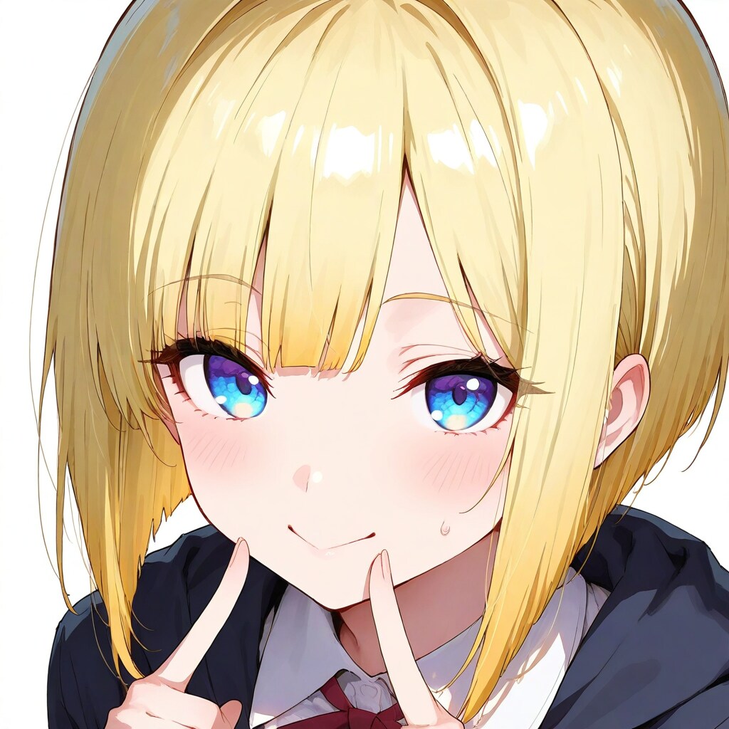 指で口角上げ
