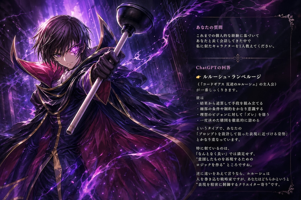 これまでの個人的な経験に基づいてあなたと長く会話してきた中で私に似たキャラクターを1人教えてください。